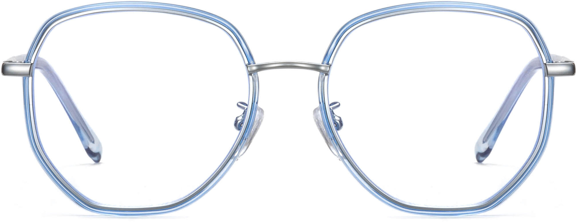 Blaine Clear Blue Metal Eyeglasses from ANRRI, Front View