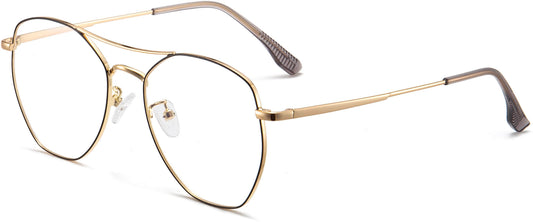 Avery Golden Metal Eyeglasses from ANRRI, Angle View