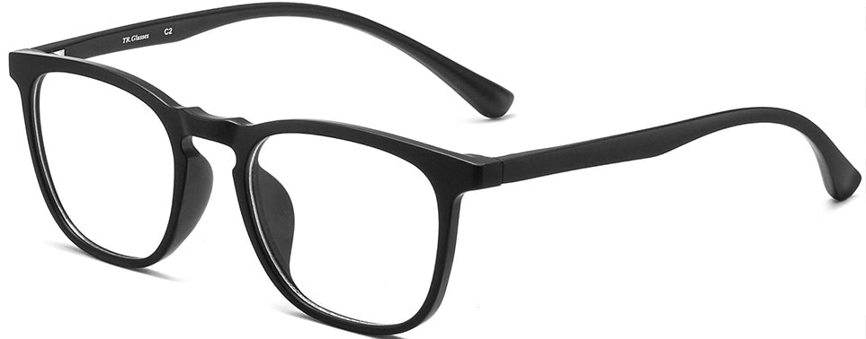 Aero Black Rectangle Eyeglasses from ANRRI, Angle View