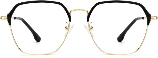 Aarav Geometric Black Eyeglasses from ANRRI, front view