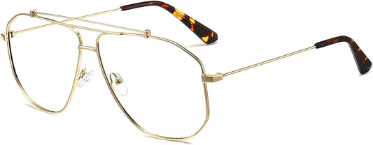 Abigail Aviator Gold Eyeglasses from ANRRI, angle view