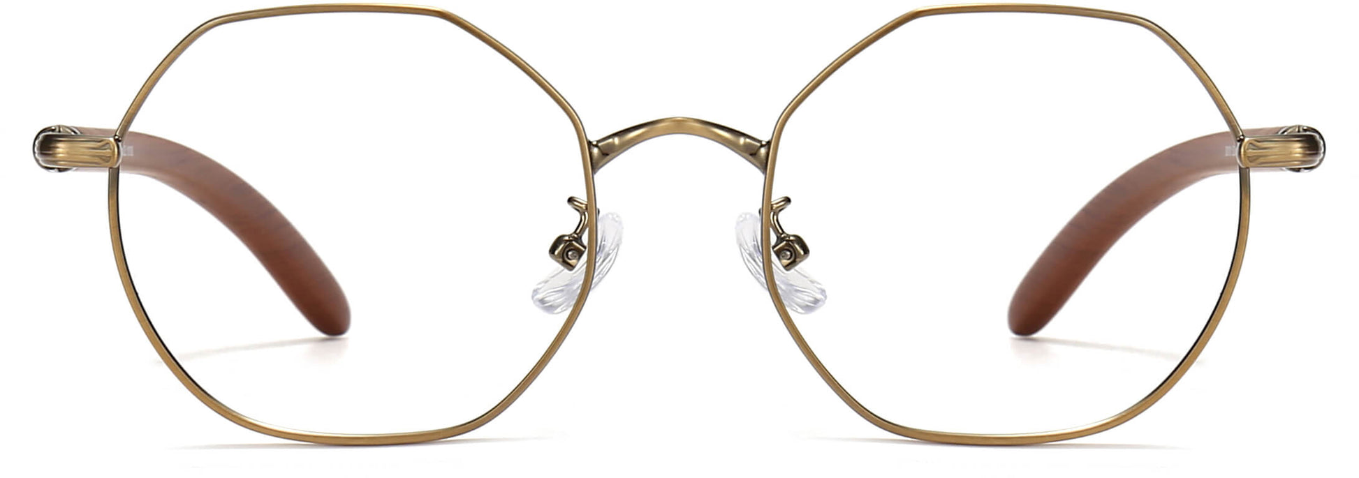 Alden Geometric Brown Eyeglasses from ANRRI, front view