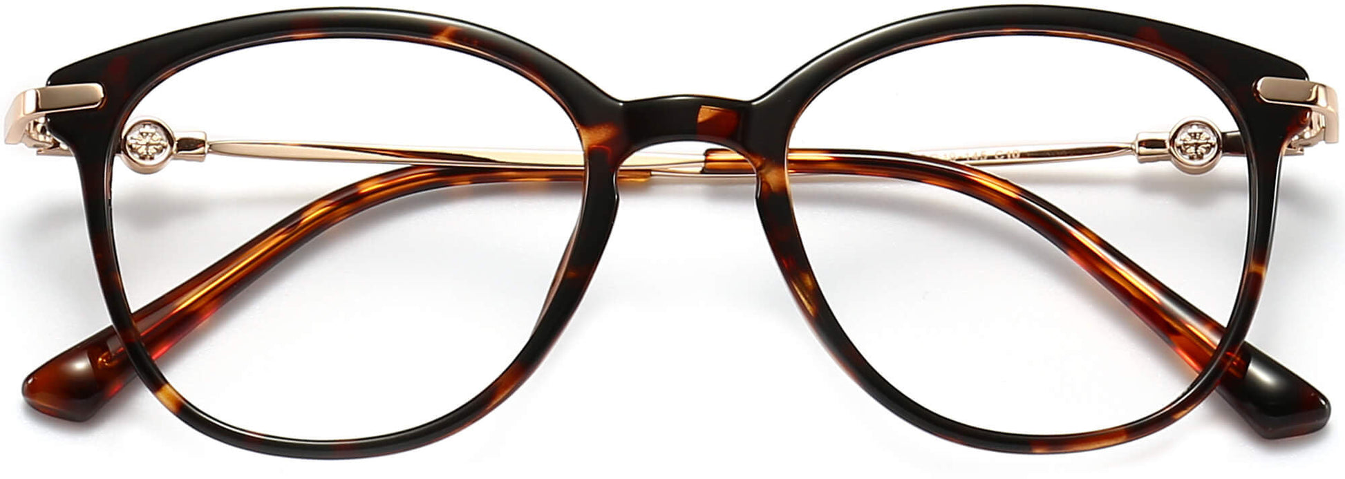 Allyson Round Tortoise Eyeglasses from ANRRI, closed view