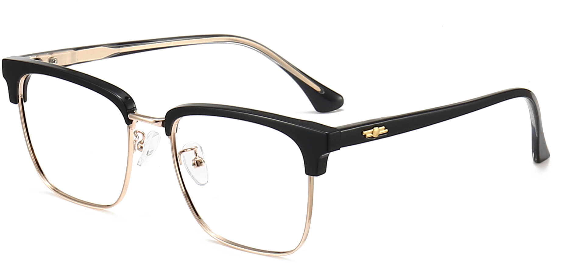 Alvin Browline Black Eyeglasses from ANRRI, angle view