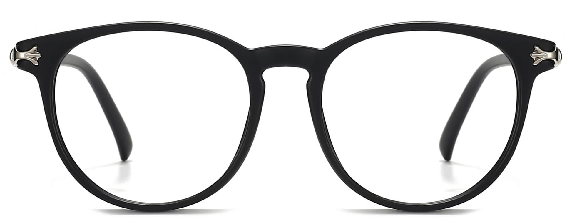 Amias Round Black Eyeglasses from ANRRI, front view