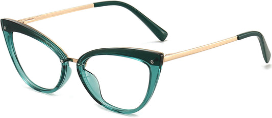Amira Cateye Green Eyeglasses from ANRRI, angle view