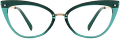 Amira Cateye Green Eyeglasses from ANRRI, front view