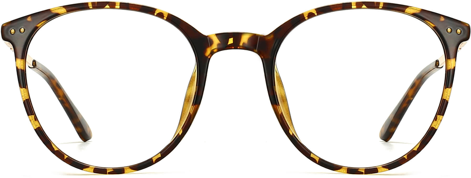 Angela Round Tortoise Eyeglasses from ANRRI, front view