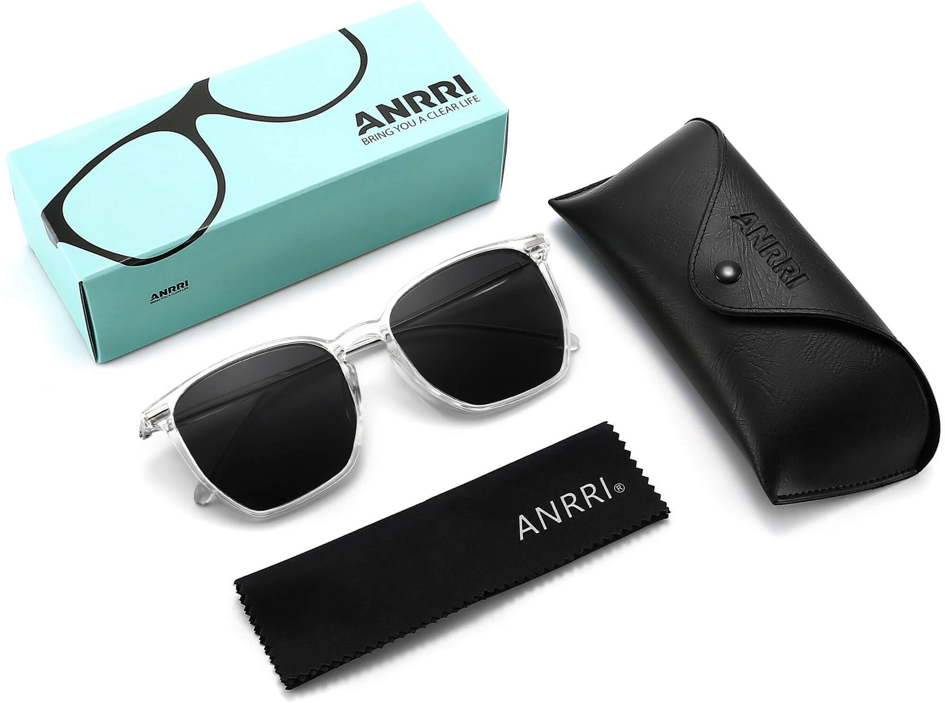 Anthony Clear Plastic Sunglasses with Accessories from ANRRI