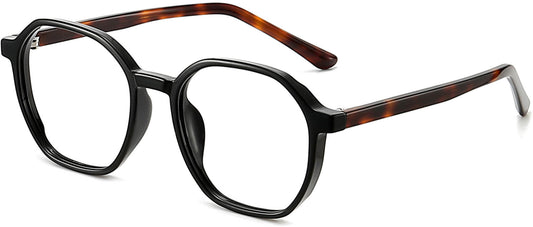 Archie Geometric Black Eyeglasses from ANRRI, angle view