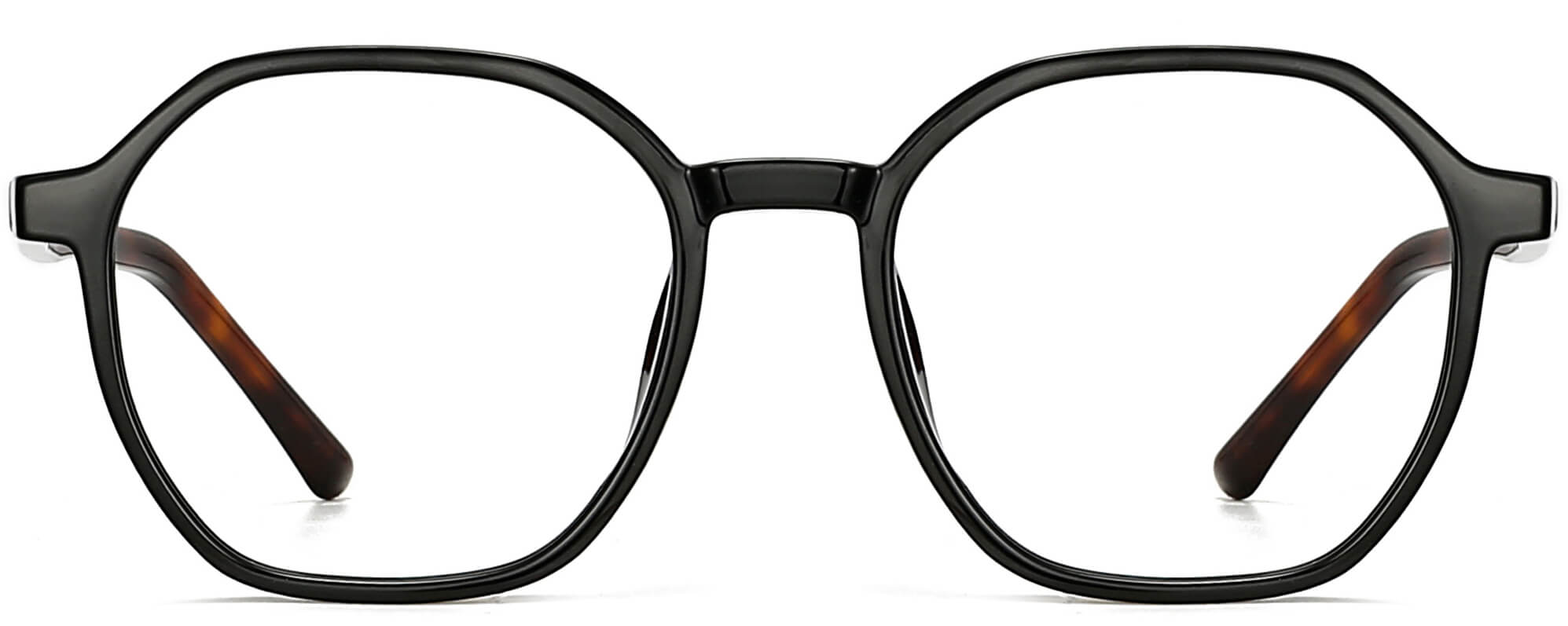 Archie Geometric Black Eyeglasses from ANRRI, front view