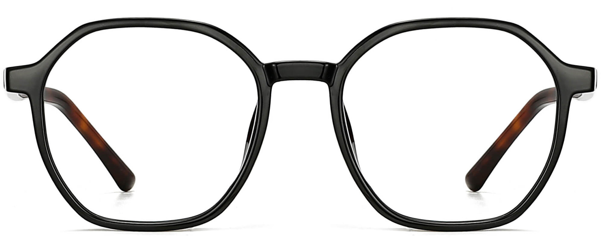 Archie Geometric Black Eyeglasses from ANRRI, front view