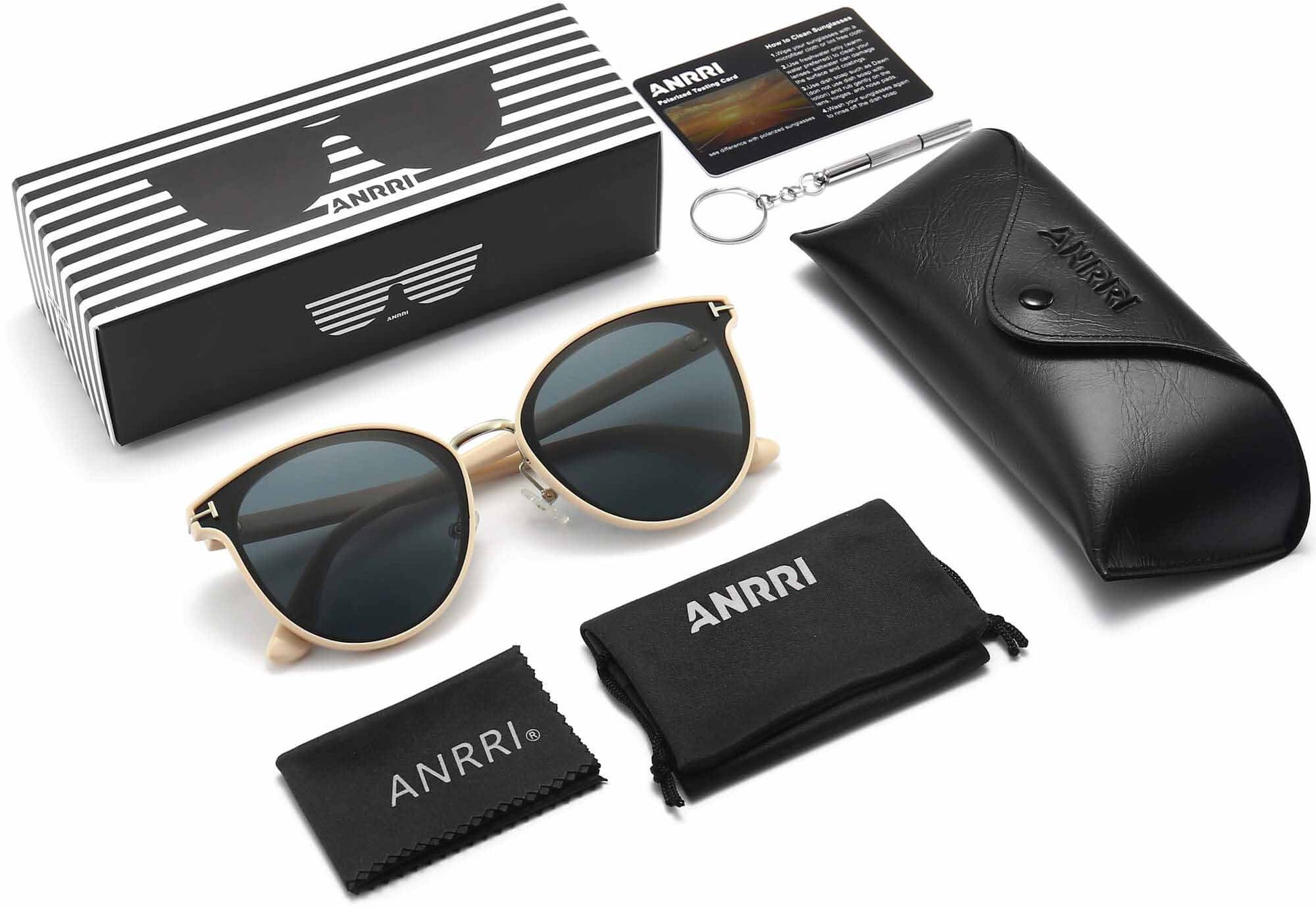 Arianna White Plastic Sunglasses with Accessories from ANRRI