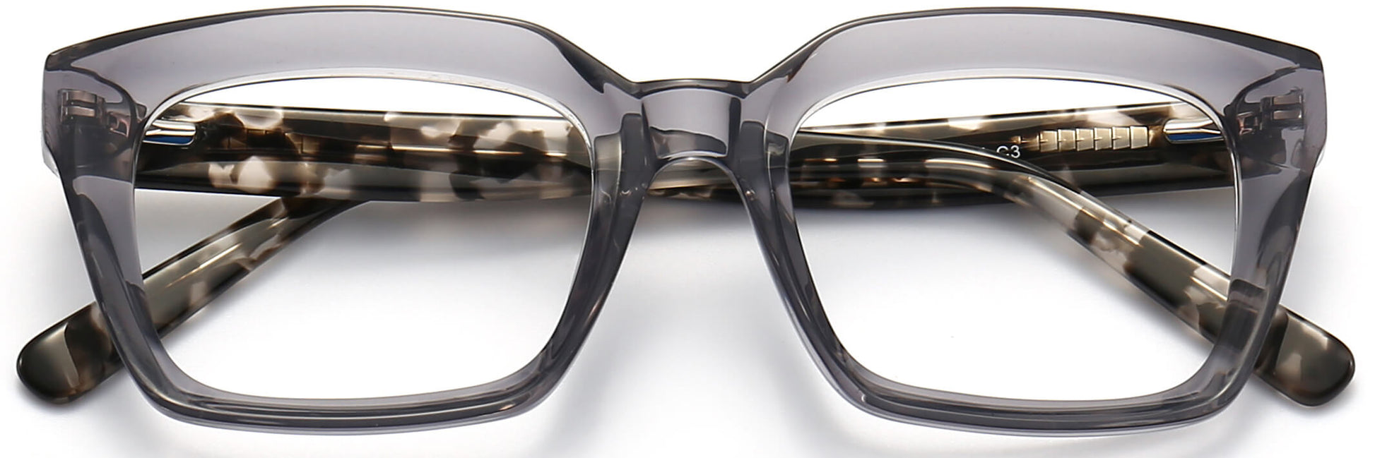 Aron Square Gray Eyeglasses from ANRRI, closed view