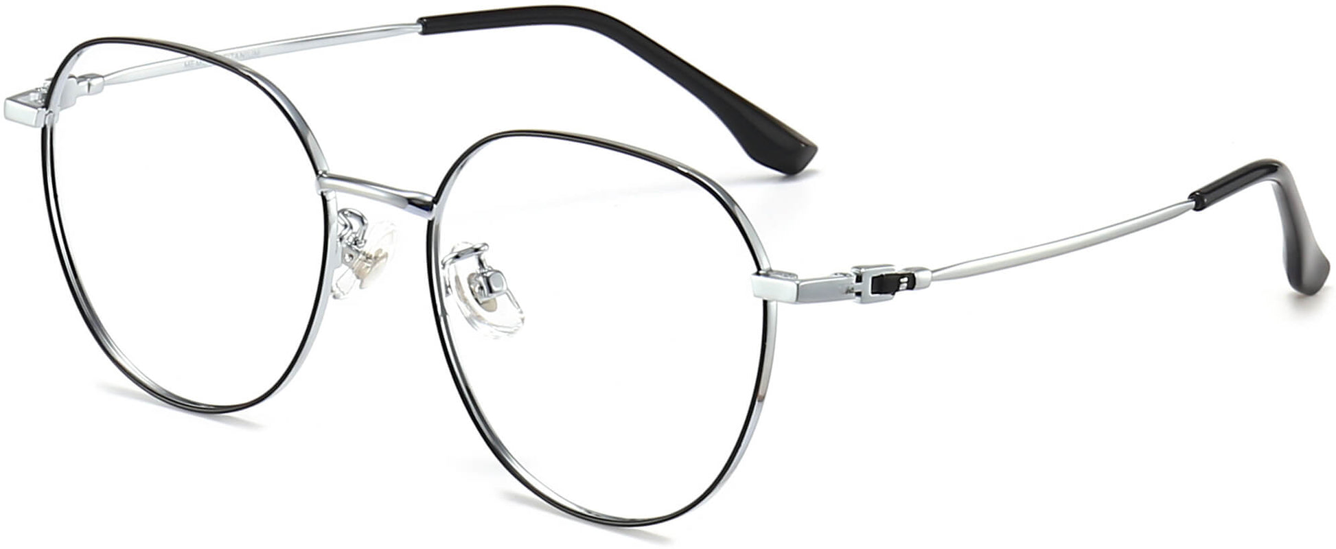 Ayaan Round Black Eyeglasses from ANRRI, angle view