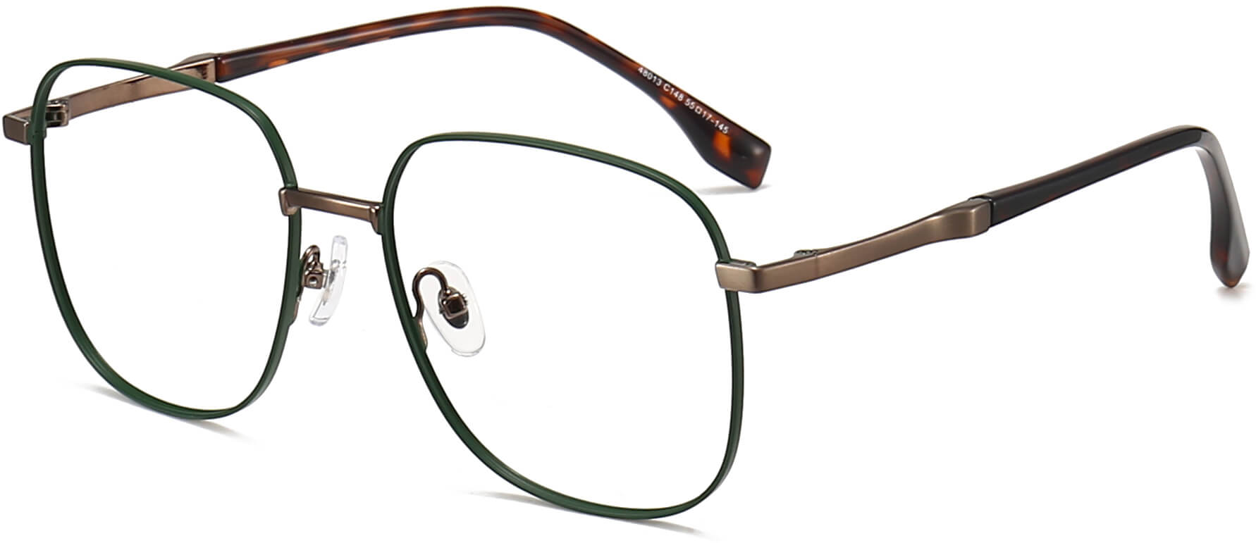 Azariah Square Green Eyeglasses from ANRRI, angle view