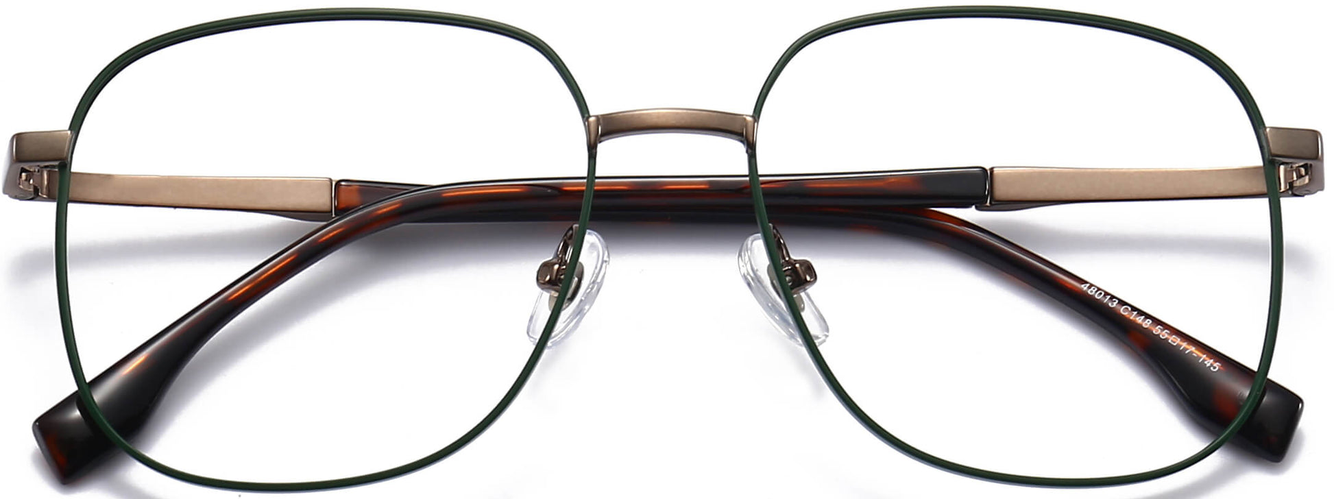 Azariah Square Green Eyeglasses from ANRRI, closed view