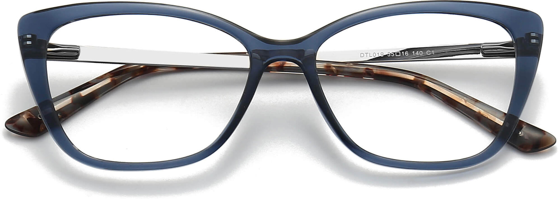 Bail Cateye Blue Eyeglasses from ANRRI, closed view