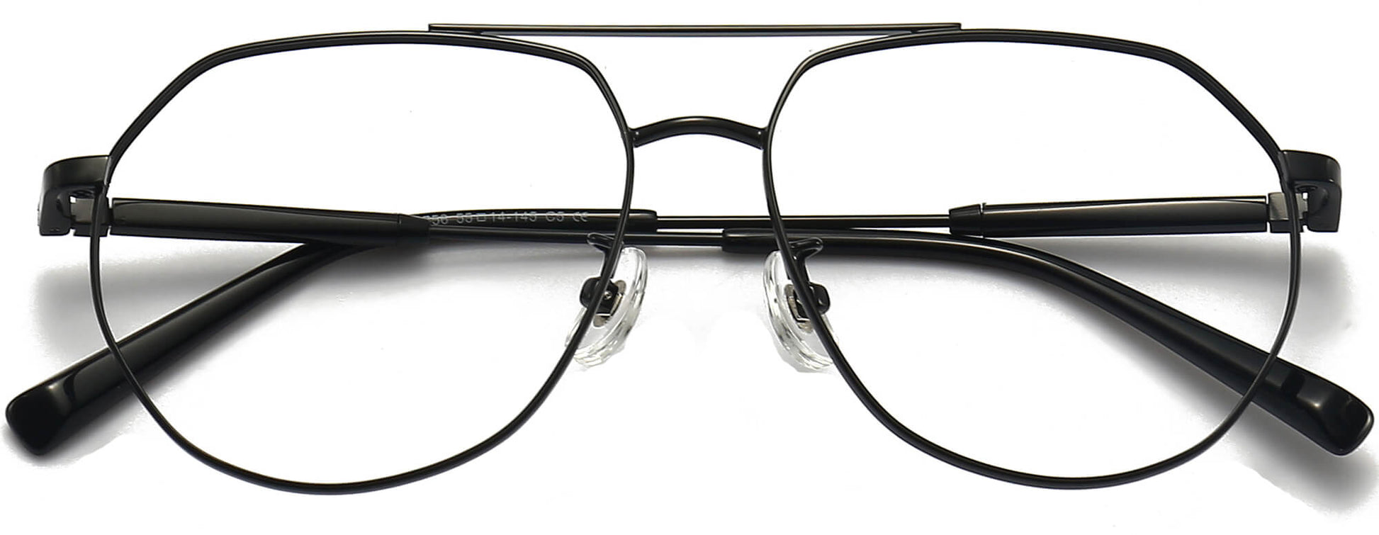 Baker Aviator Black Eyeglasses from ANRRI, closed view