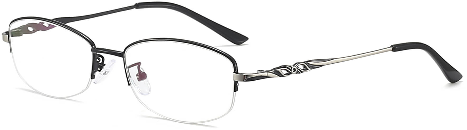 Baylee Round Black Eyeglasses from ANRRI, angle view