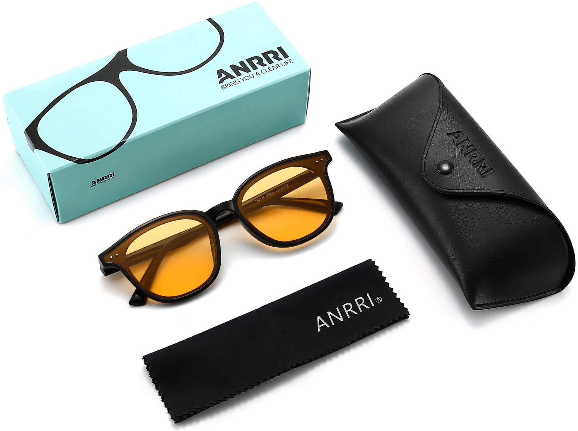 Beckett Black Plastic Sunglasses with Accessories from ANRRI
