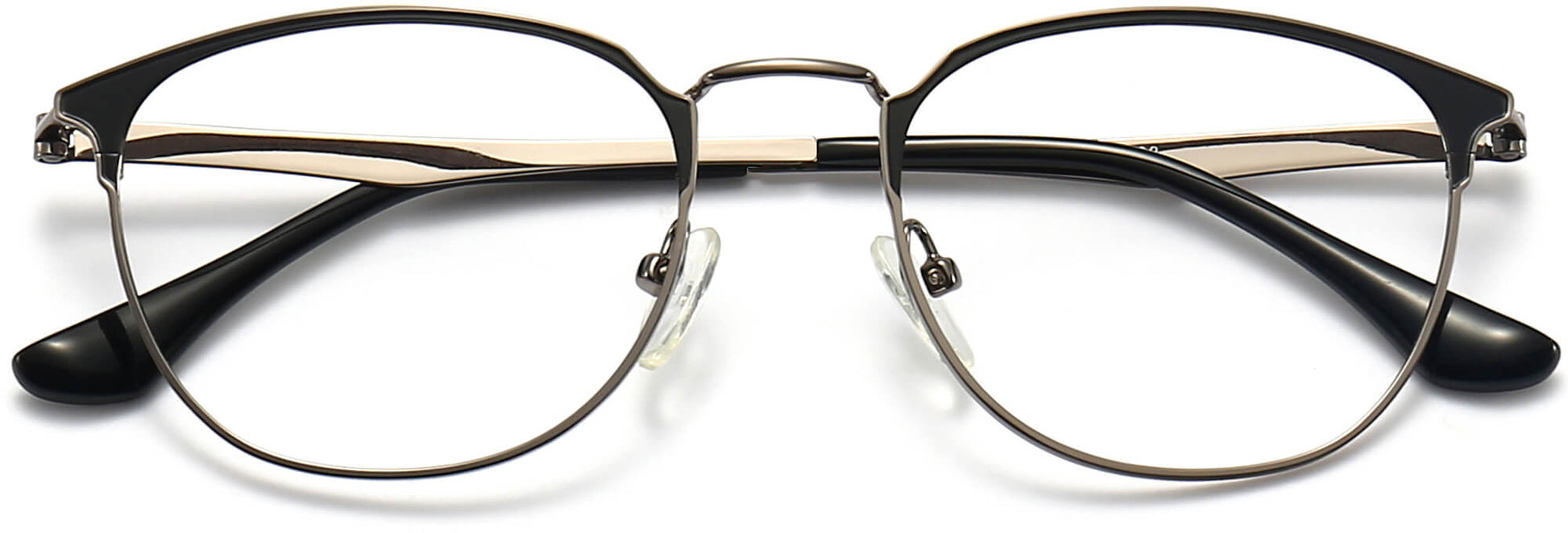 Benson Round Black Eyeglasses from ANRRI, closed view