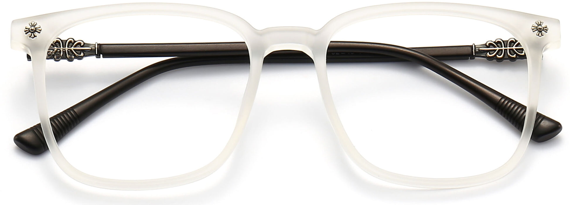 Bjorn Square Clear Eyeglasses from ANRRI, closed view
