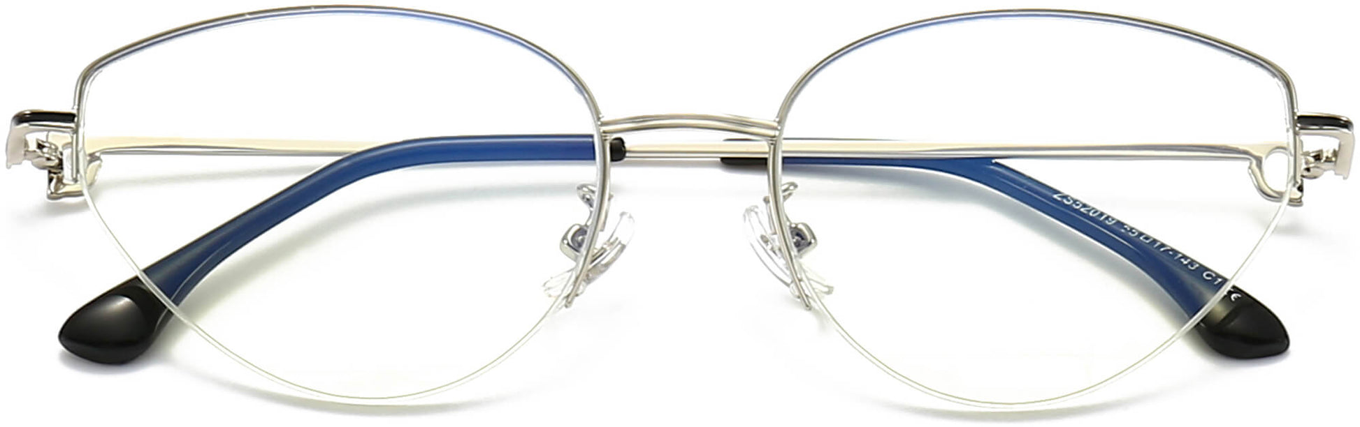 Blaire Cateye Silver Eyeglasses from ANRRI, closed view