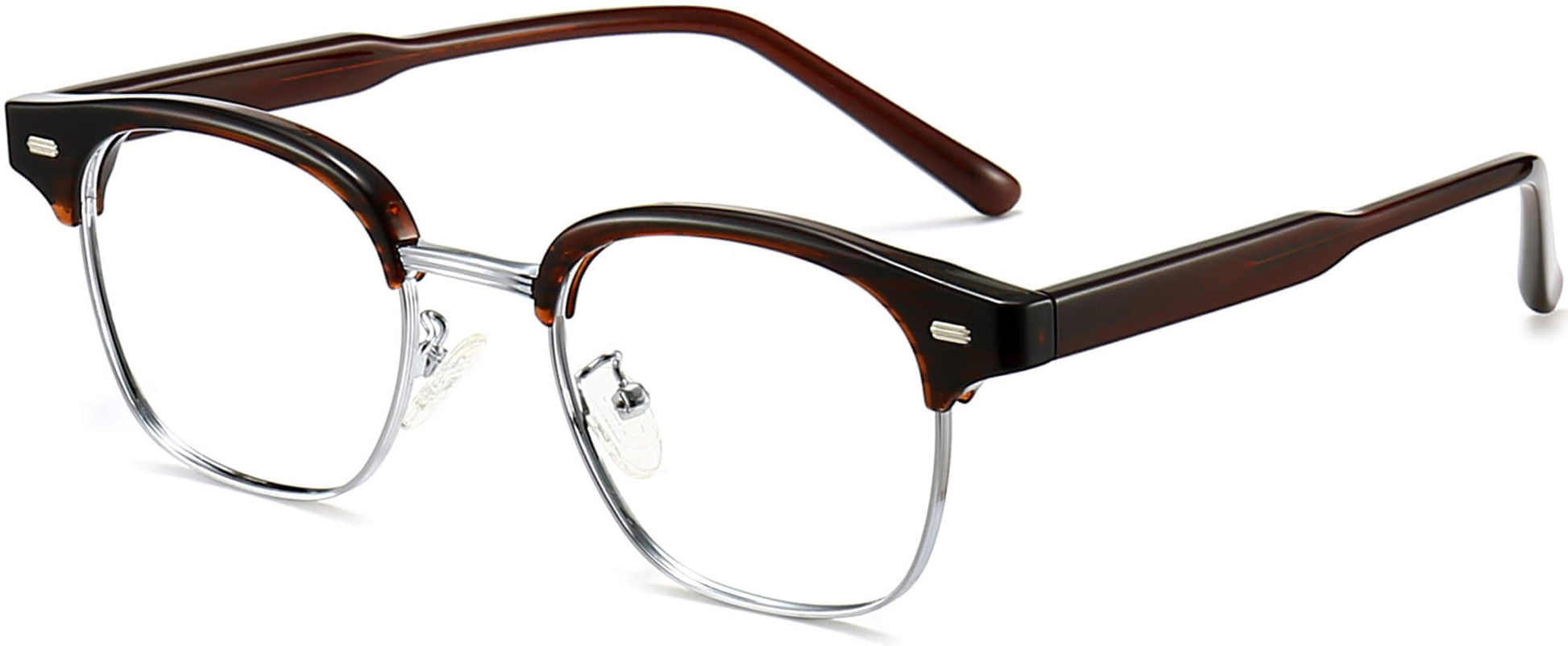 Boston Browline Brown Eyeglasses from ANRRI, angle view
