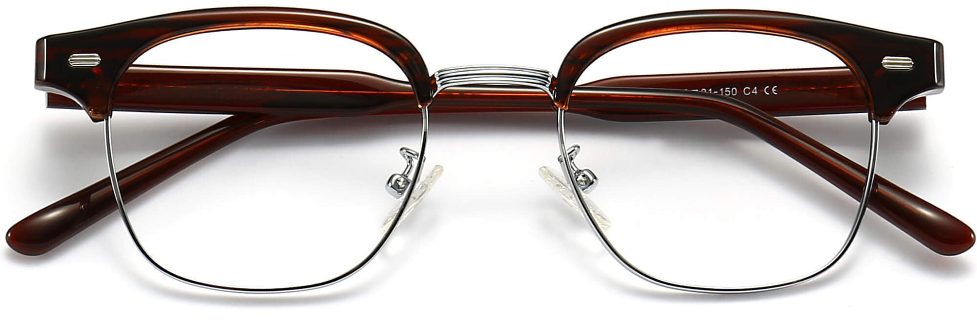 Boston Browline Brown Eyeglasses from ANRRI, closed view