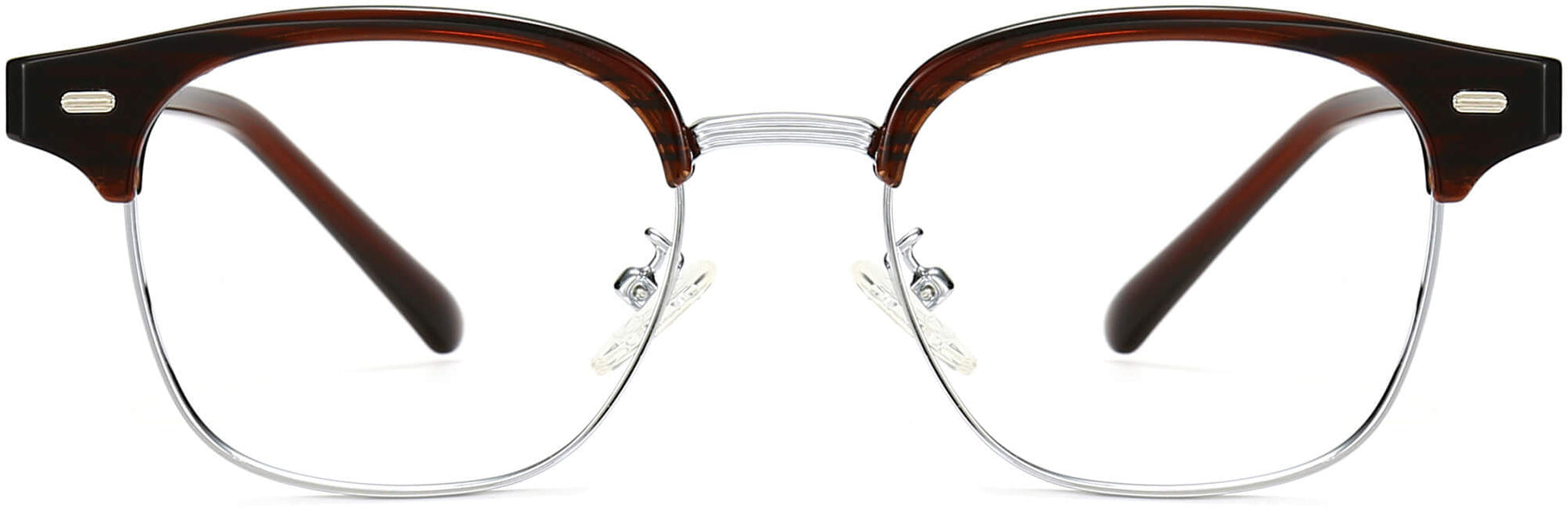 Boston Browline Brown Eyeglasses from ANRRI, front view