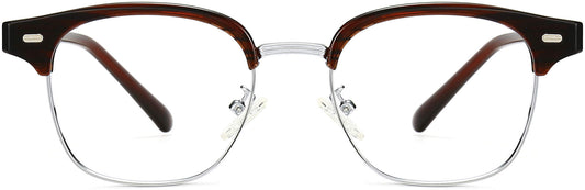 Boston Browline Brown Eyeglasses from ANRRI, front view