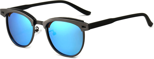 Braxton Blue Mirror Plastic Sunglasses from ANRRI, angle view