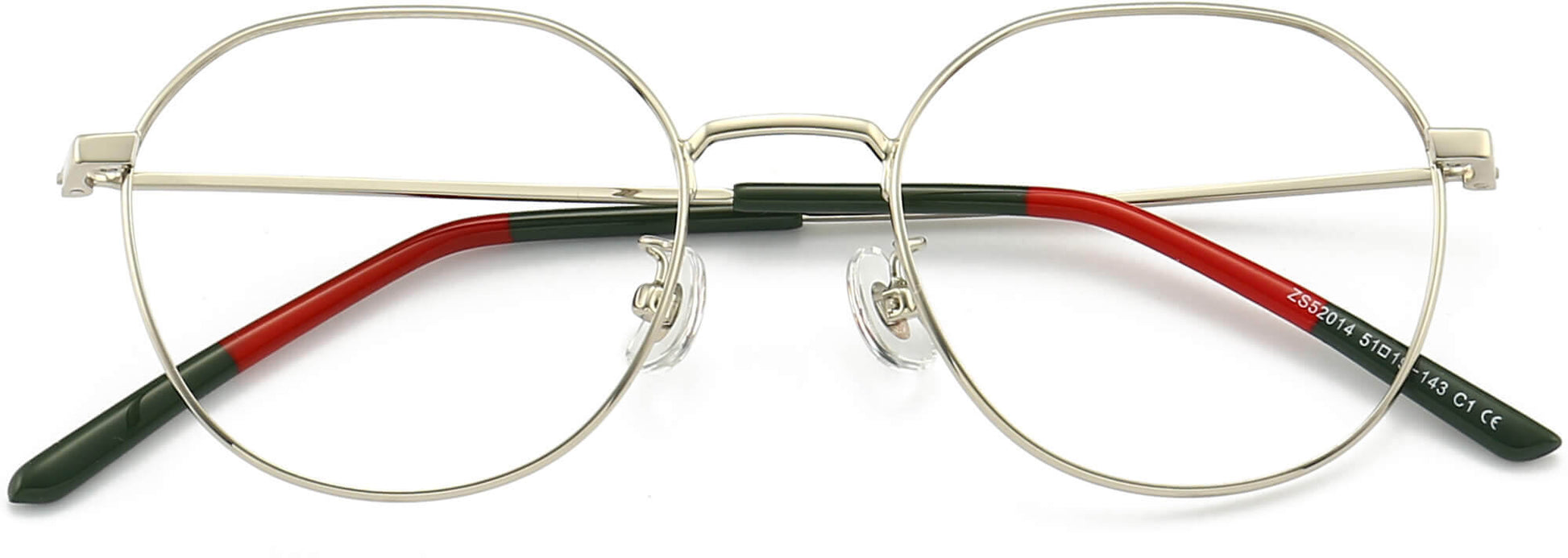 Braylen Round Silver Eyeglasses from ANRRI, closed view