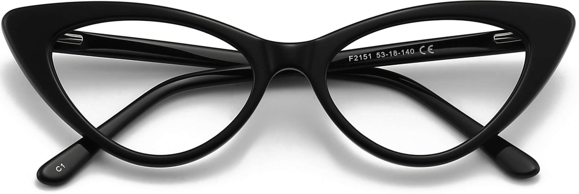 Brielle Cateye Black Eyeglasses from ANRRI, closed view