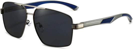 Bruce Blue Silver Stainless steel Sunglasses from ANRRI