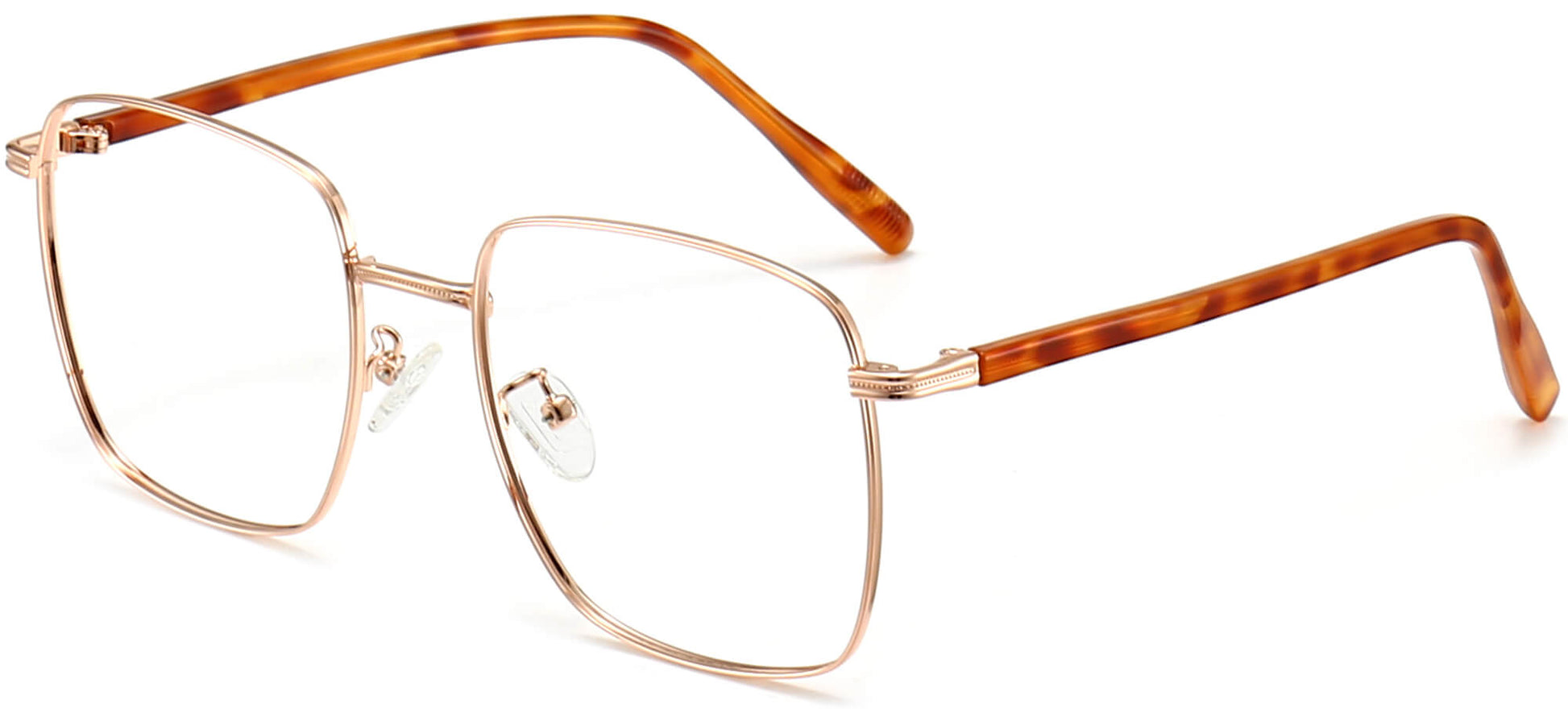 Cadence Square Gold Eyeglasses from ANRRI, angle view