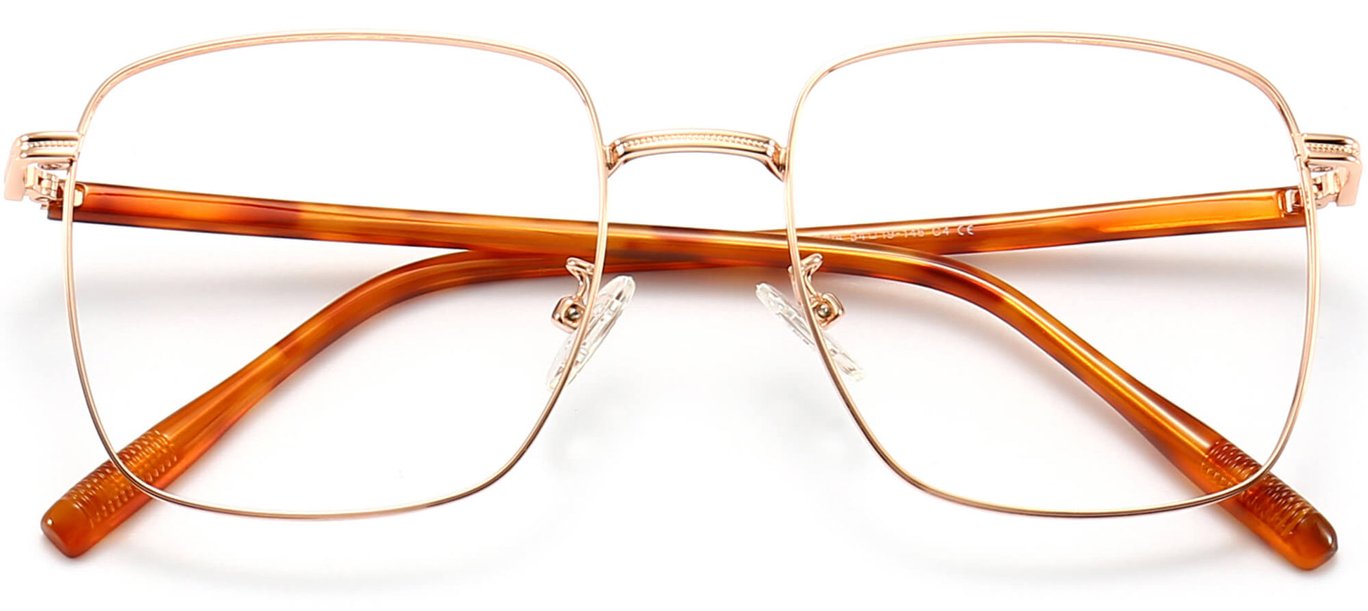 Cadence Square Gold Eyeglasses from ANRRI, closed view