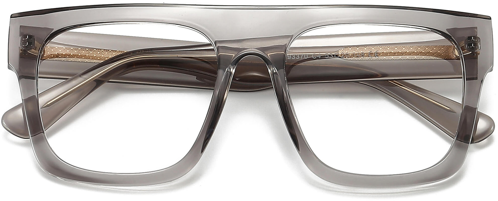 Cairo Square Gray Eyeglasses from ANRRI, closed view