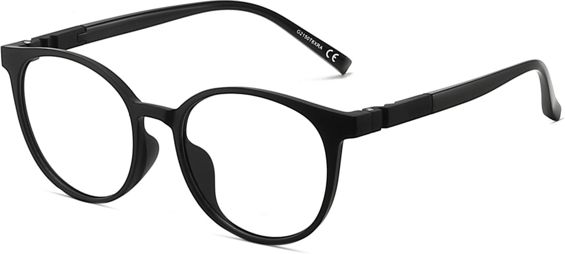 Calvin Round Black Eyeglasses from ANRRI, angle view