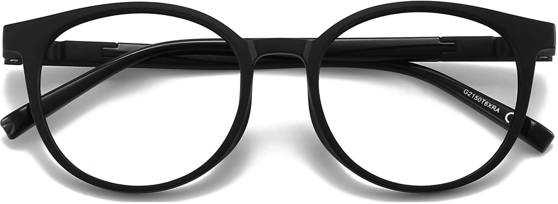 Calvin Round Black Eyeglasses from ANRRI, closed view