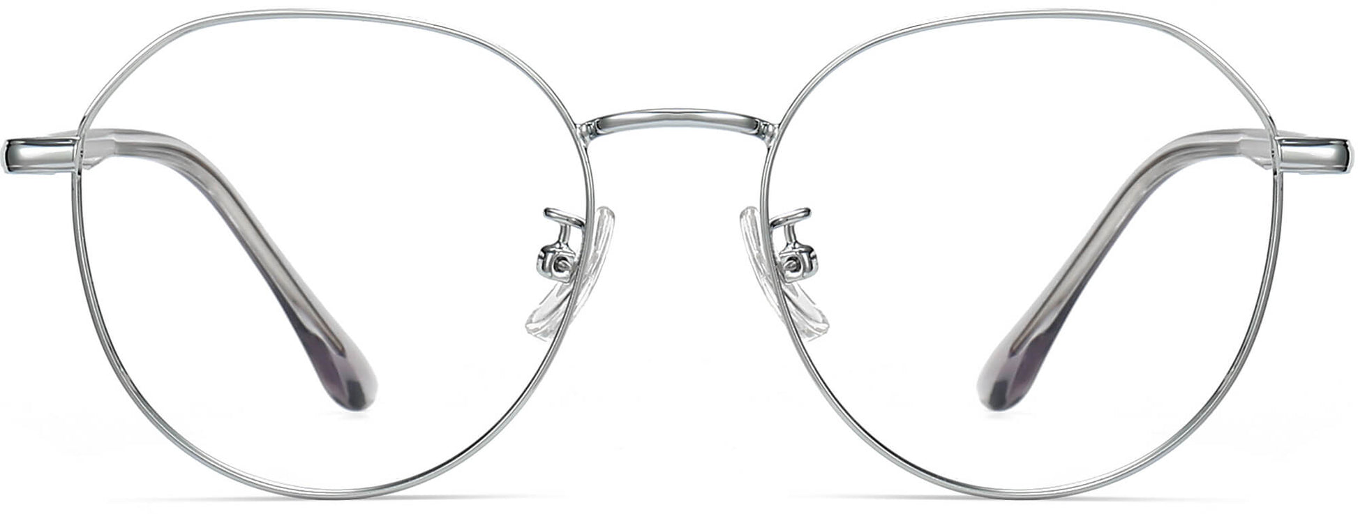 Cannon Round Silver Eyeglasses from ANRRI, front view