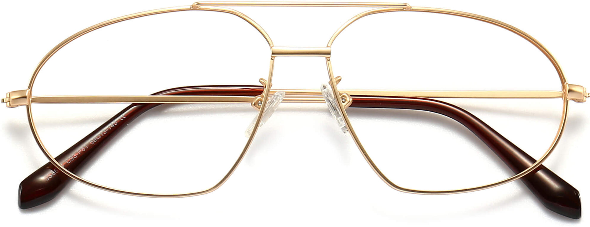 Cassandra Aviator Gold Eyeglasses from ANRRI, closed view