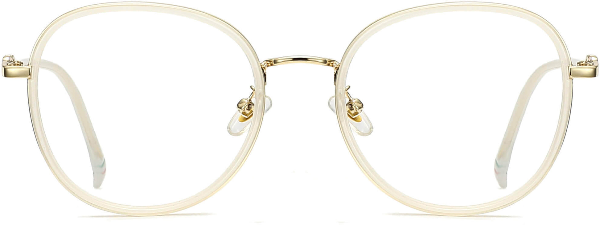 Cassidy Round White Eyeglasses from ANRRI, front view