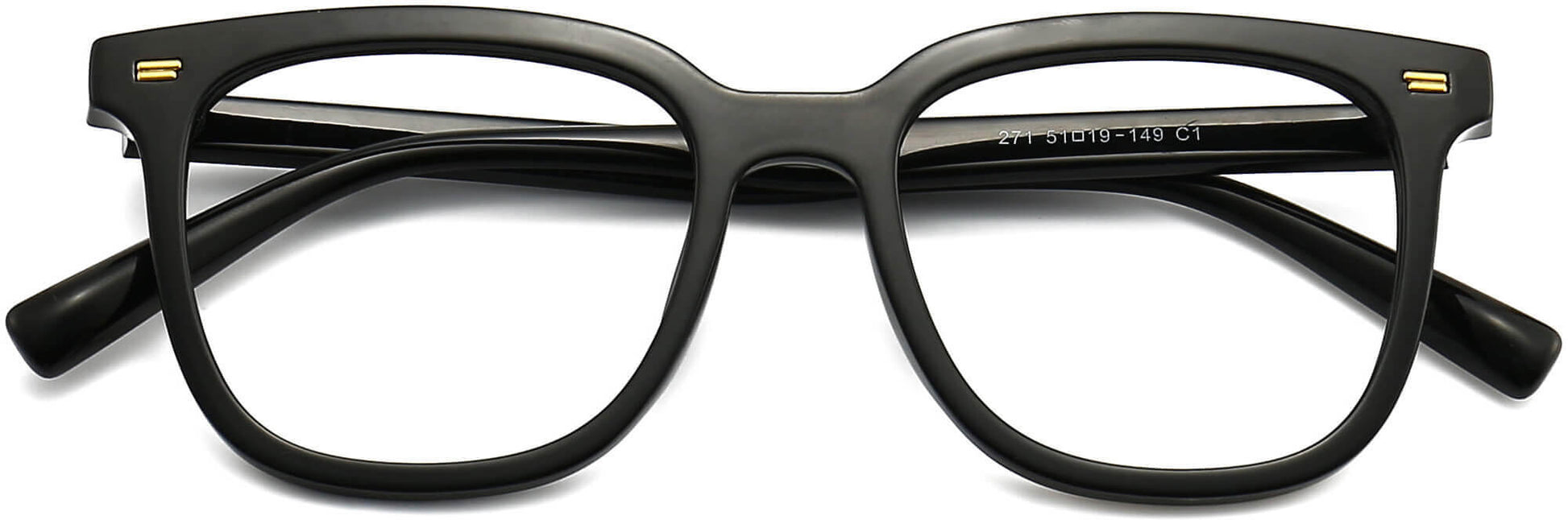 Catalina Square Black Eyeglasses from ANRRI, closed view