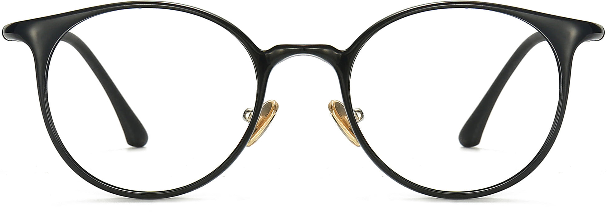 Cecelia Round Black Eyeglasses from ANRRI, front view
