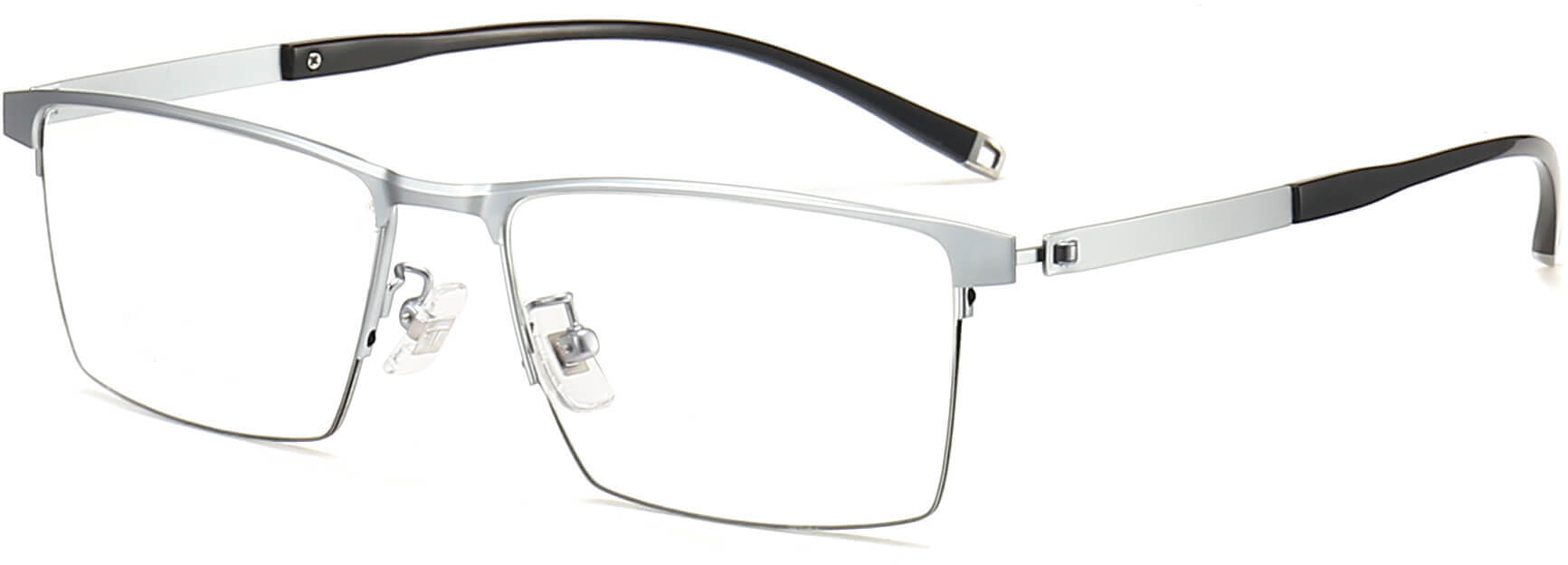 Chaim Square Silver Eyeglasses from ANRRI, angle view