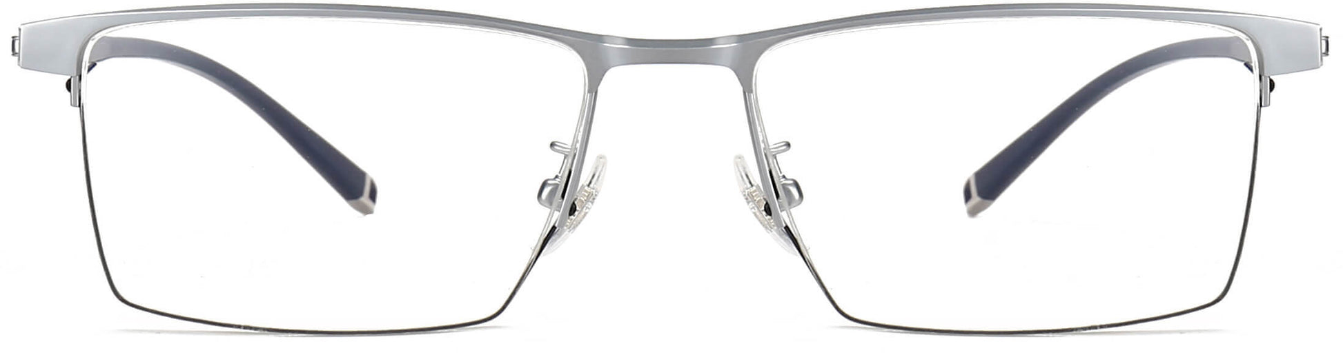 Chaim Square Silver Eyeglasses from ANRRI, front view