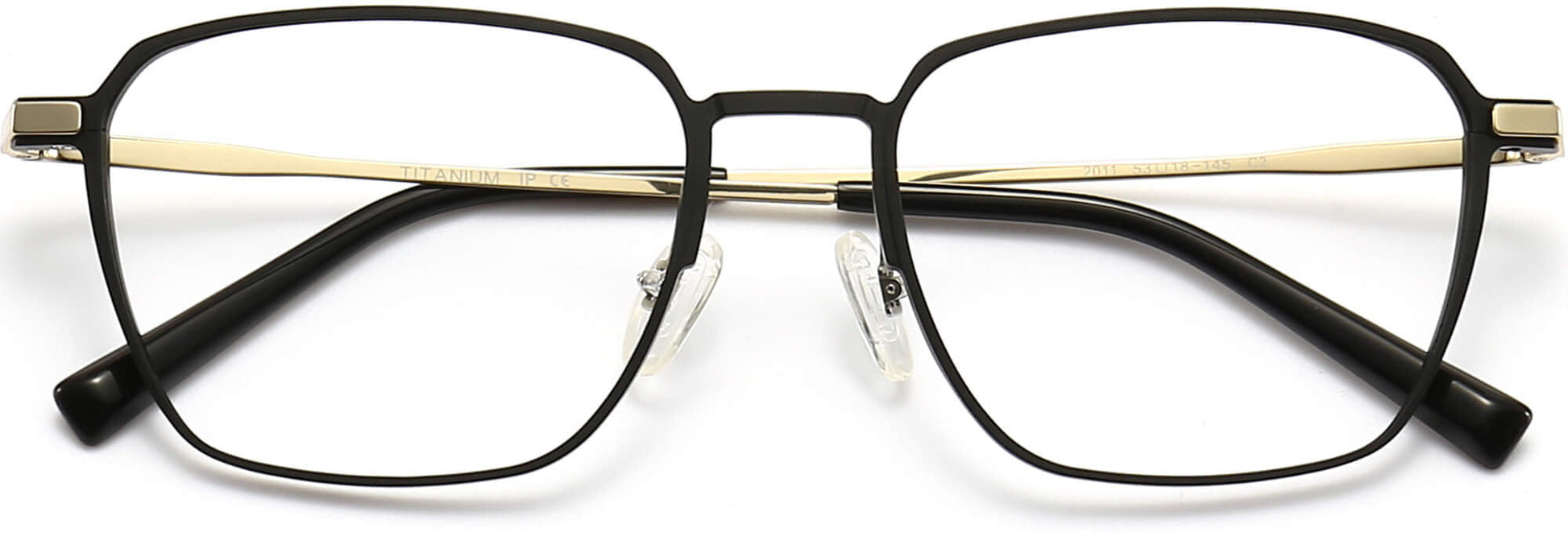 Colby Square Black Eyeglasses from ANRRI, closed view
