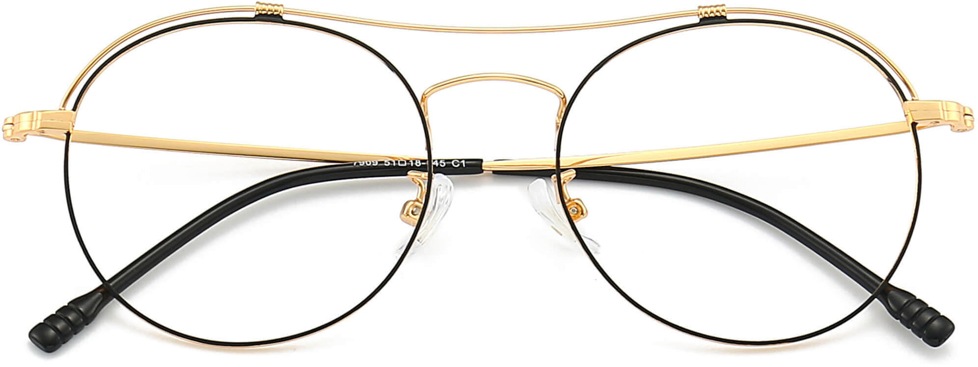 Colette Round Black Eyeglasses from ANRRI, closed view